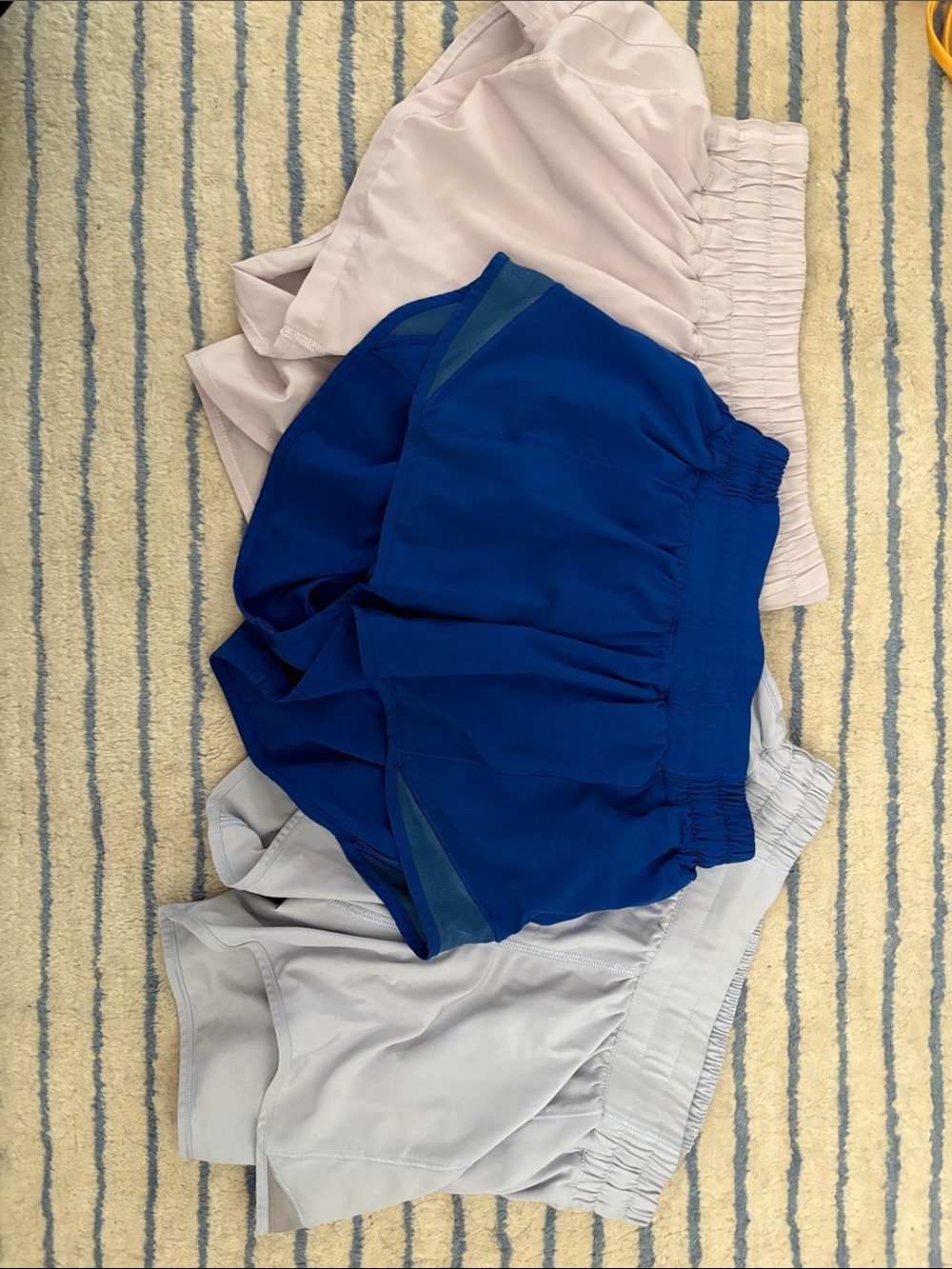 3-Pack Athletic Shorts in Royal Blue, Light Gray, Blush
